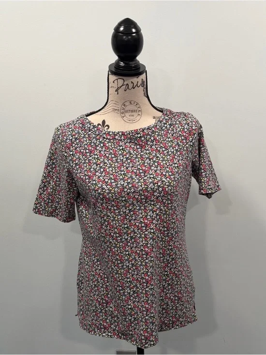 Talbots Pink Multi Floral Short Sleeve Crewneck Top - Picture 1 of 3
